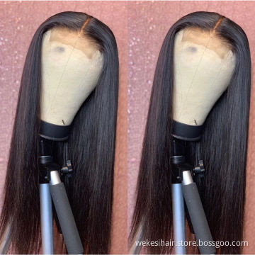 Swiss Lace Frontal Straight Wig Vendor Natural Color Raw Unprocessed Brazilian 100% Cuticle Aligned Human Hair Lace Front Wig